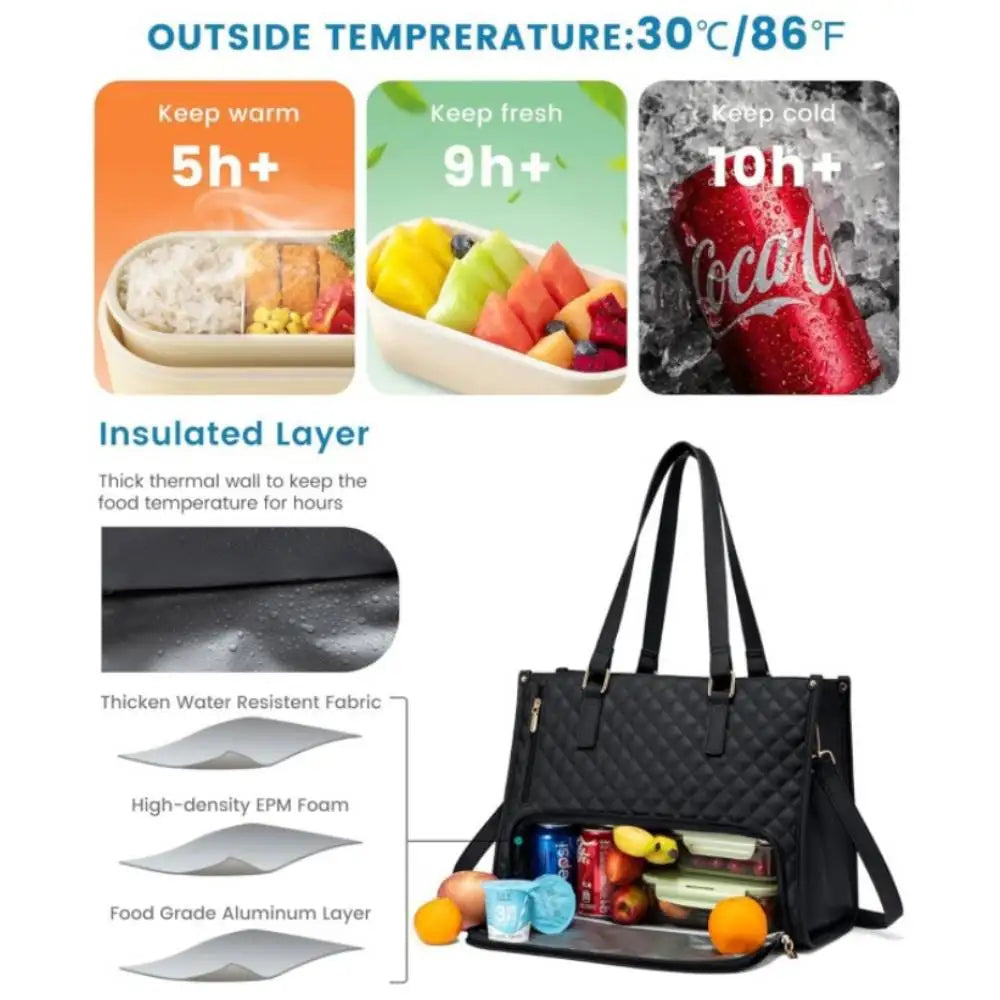 Convenient Commute Lunch Bag Women's Insulated Box Leak-proof Large Purse