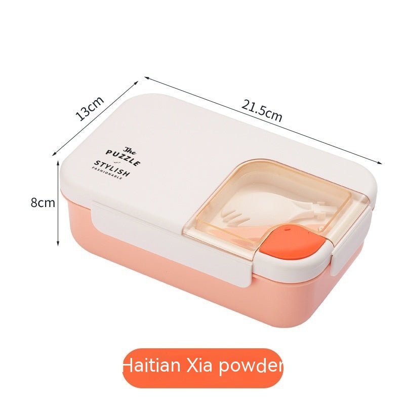 Square Compartment Lunch Box Canteen Plastic Microwaveable Heating