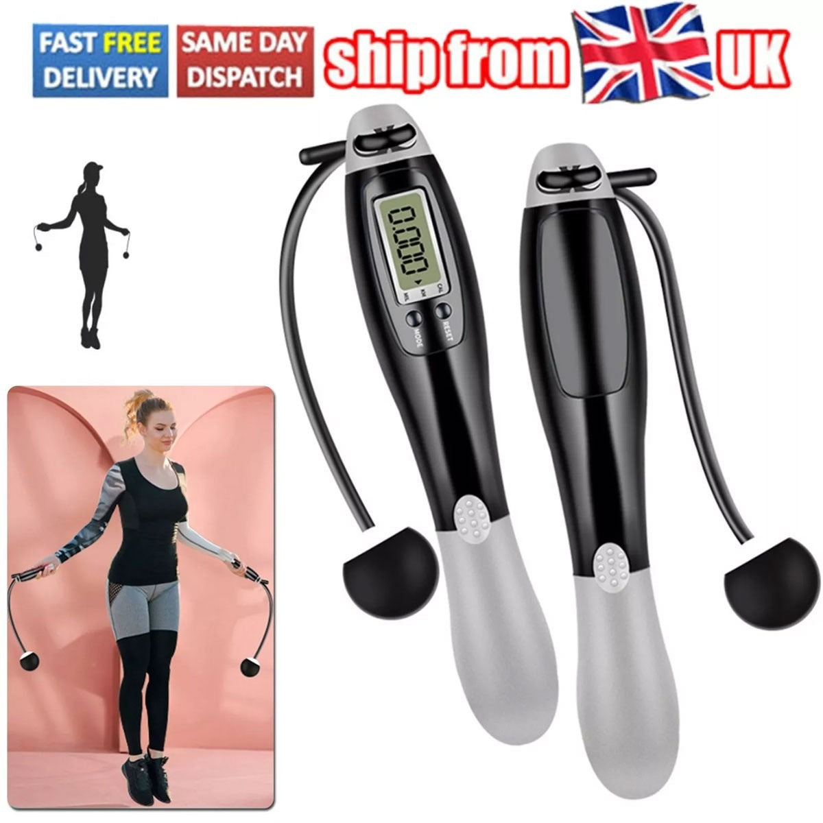 Cordless Skipping Rope Ropes Smart Screen With Weighted For Sports Fitness