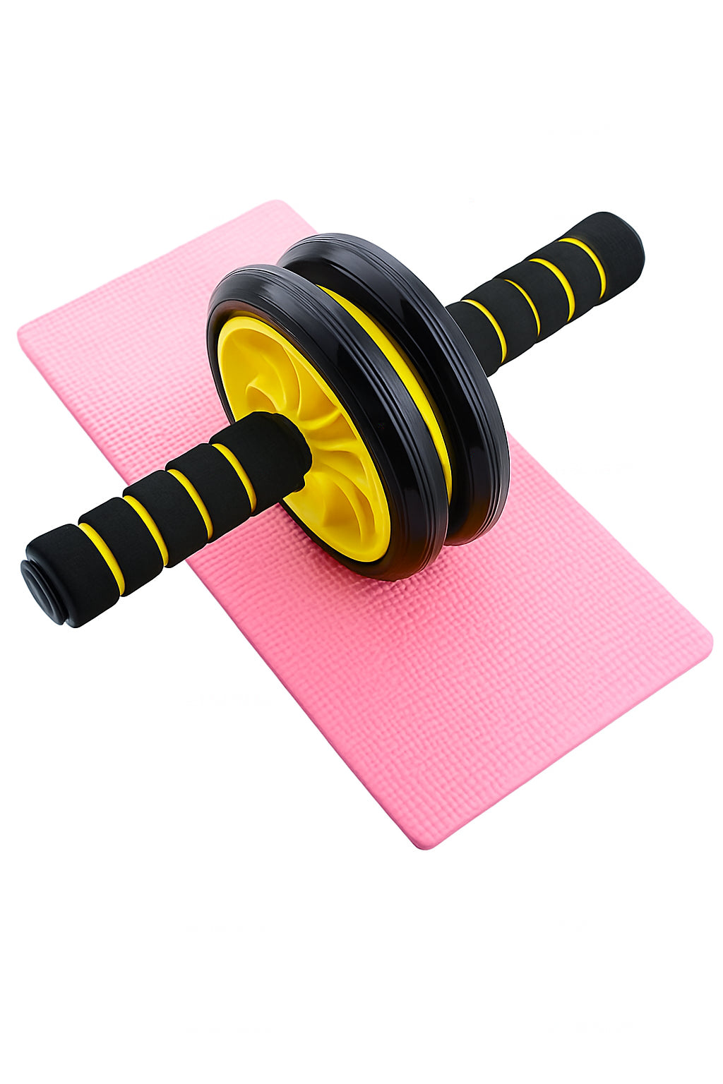 Double Wheel Ab Roller - Non -slip Handles And Knee Support Pad Random Color