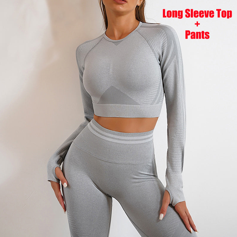 Seamless Yoga Pants Sports Gym Fitness Leggings Or Long Sleeve Tops Outfits