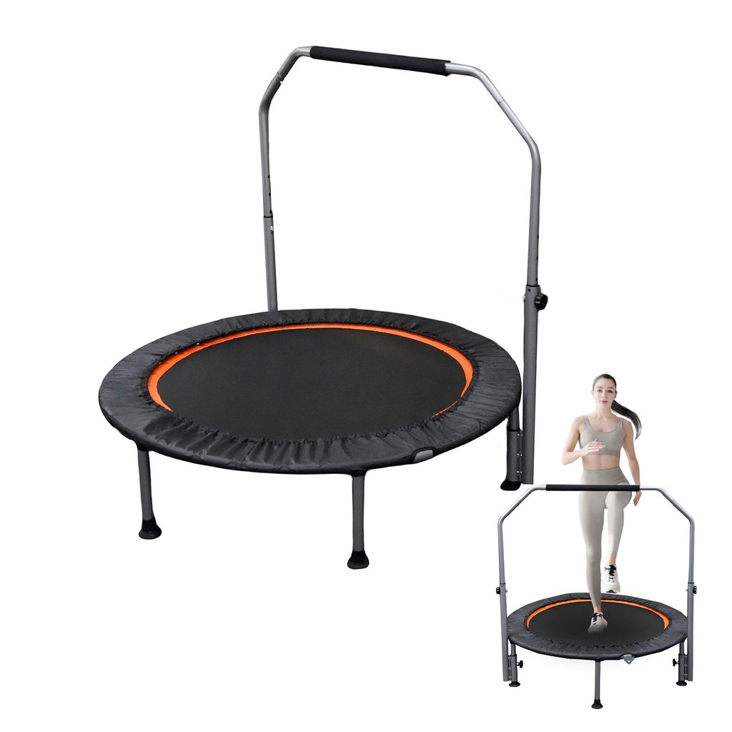 Folding Mini Fitness Trampoline With Adjustable Handles For Adults, Suitable
