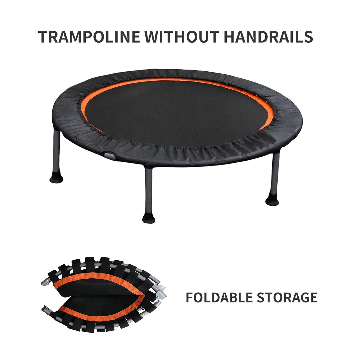 Folding Mini Fitness Trampoline With Adjustable Handles For Adults, Suitable