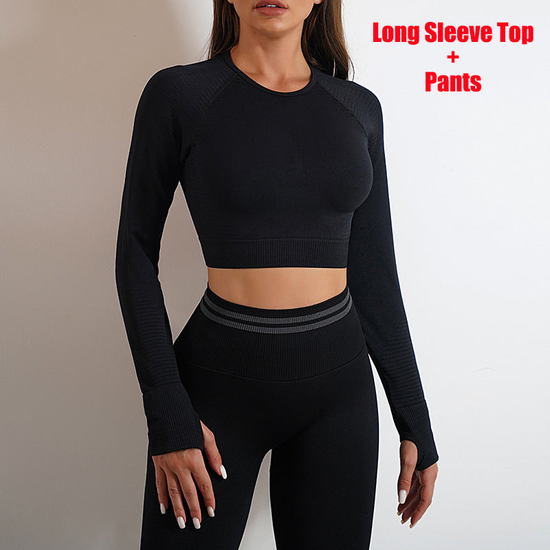 Seamless Yoga Pants Sports Gym Fitness Leggings Or Long Sleeve Tops Outfits