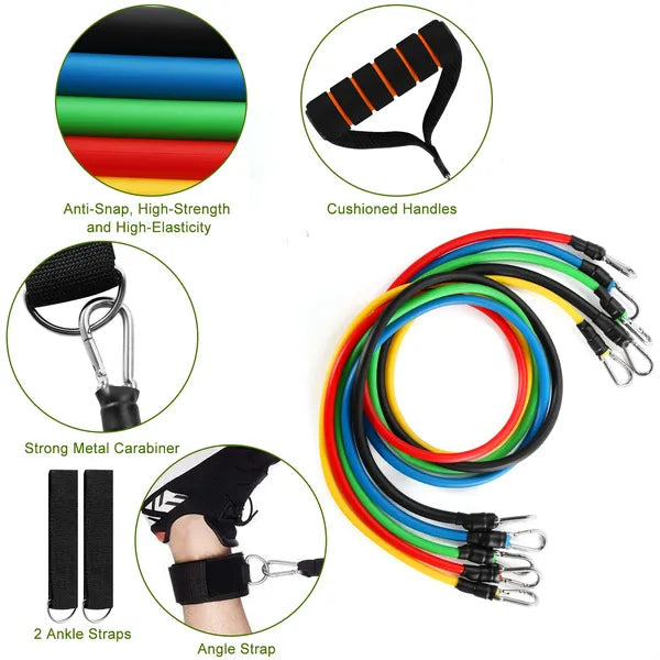 11Pcs Resistance Bands Set Fitness Workout Tubes Exercise Tube