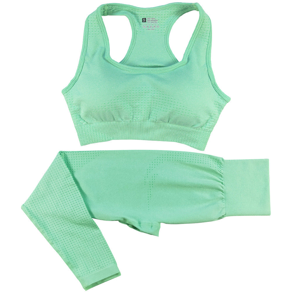 2PCS Seamless Yoga Set Women Tracksuit High Waist Leggings Workout Sportswear