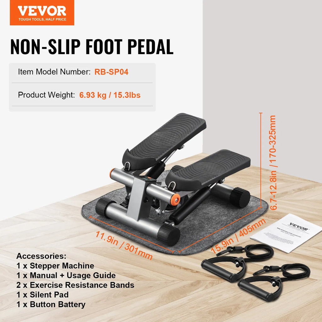Stair Stepper For Exercise At Home Hydraulic Mini With Resistance Band