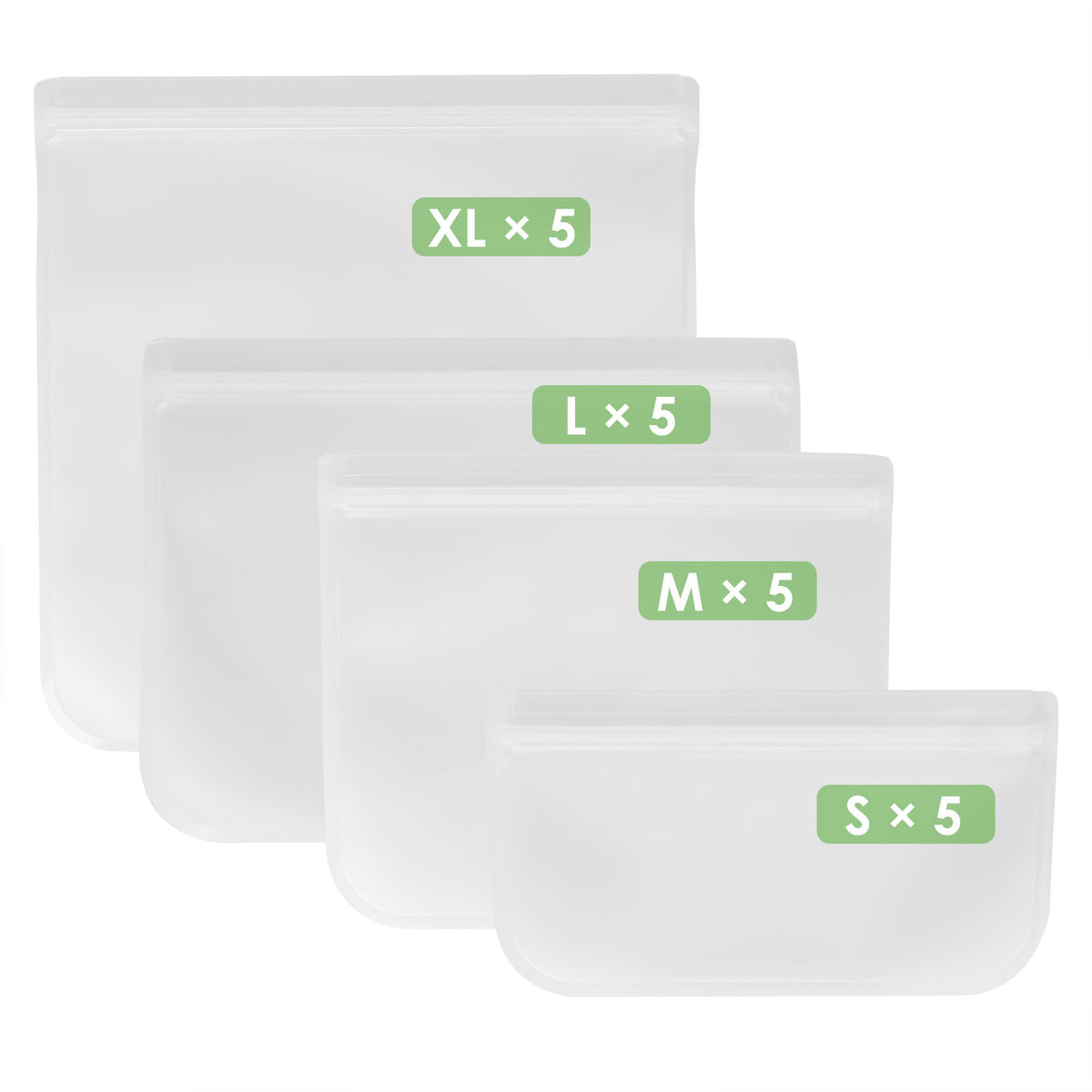 20Pcs Reusable Food Storage Bags 5 Sandwich Snack Gallon Quart Bag Leakproof
