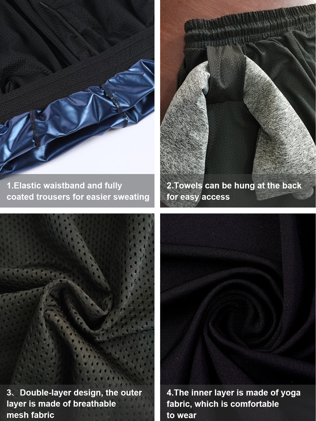 Sauna Shorts For Men 2 In 1 Sweat Suit Compression Liner Athletic Workout Pants