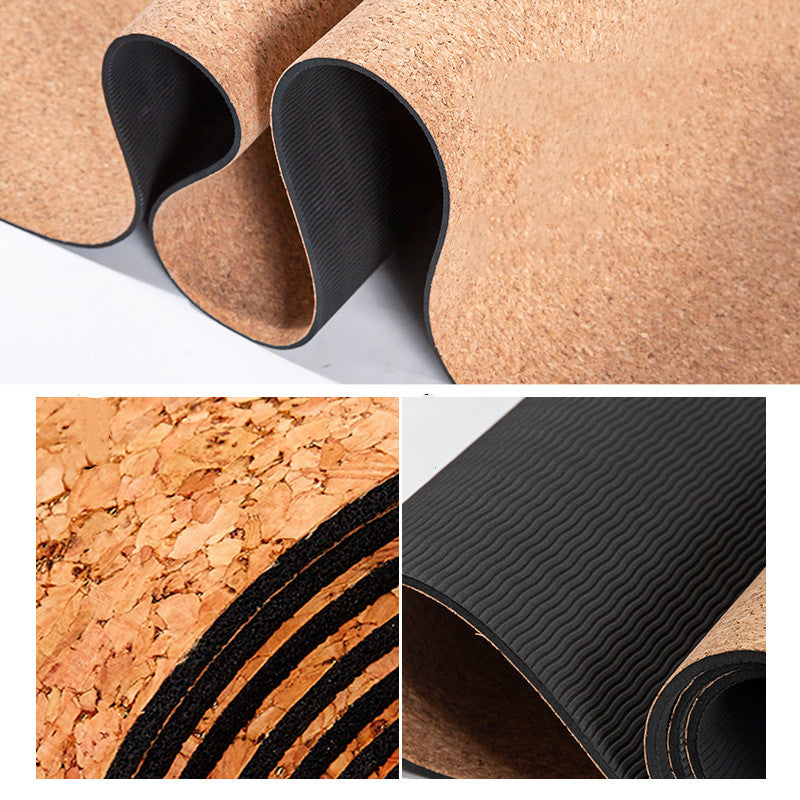 TPE Cork Yoga Mat Tasteless Non-slip Beginner Gym Thicken