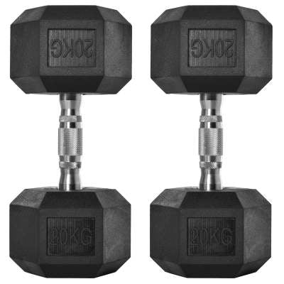 Fitness Hexagonal Rubberized Fixed Dumbbell
