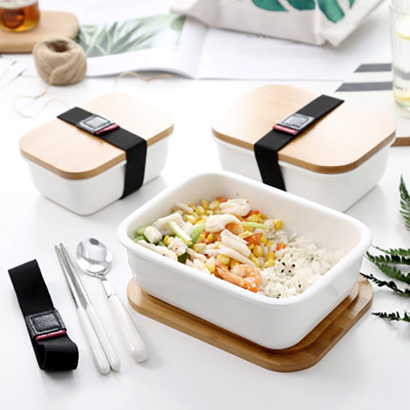 Ceramic Japanese Refrigerator Storage Box Fruit Microwave Lunch With Lid