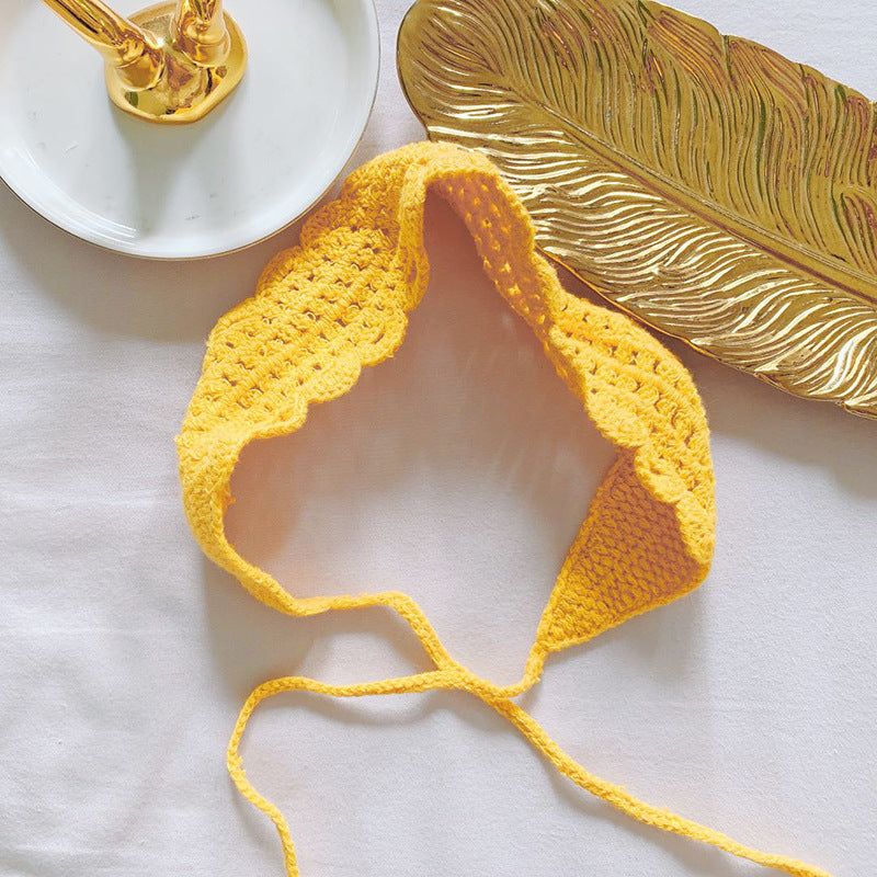 Women Woolen Yarn Handmade Hollow Headband Sports