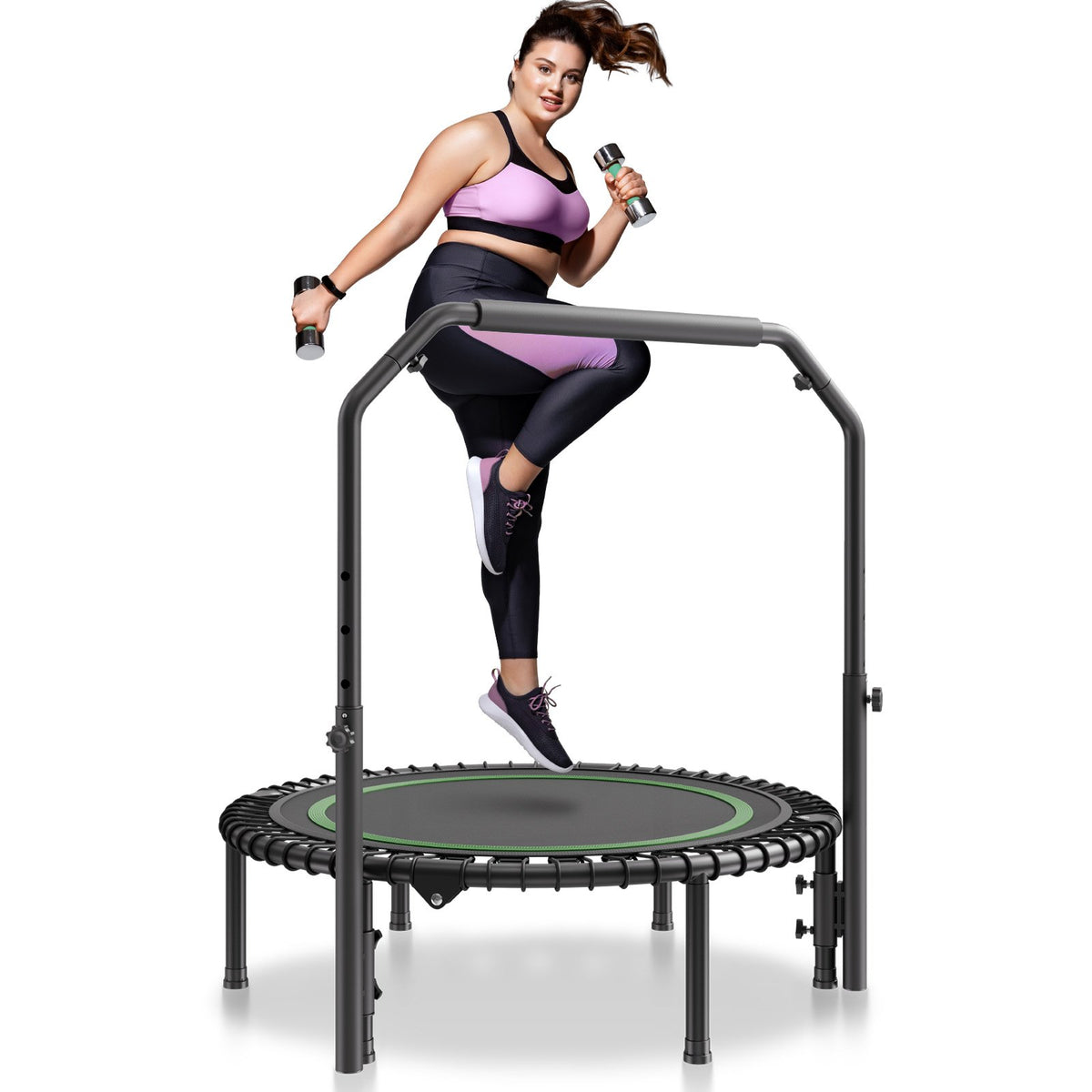 Foldable Mini Trampoline 40 Inch Fitness Rebounder Max Load 330lbs Exercise