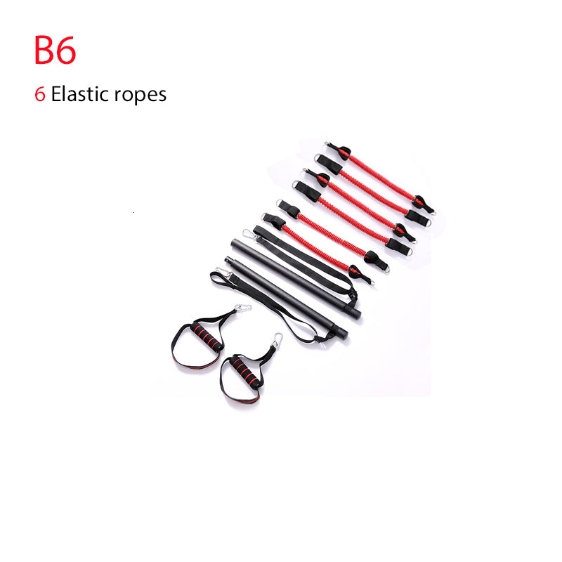Body Workout Trainer Bar With Resistance Bands Rubber Buckles