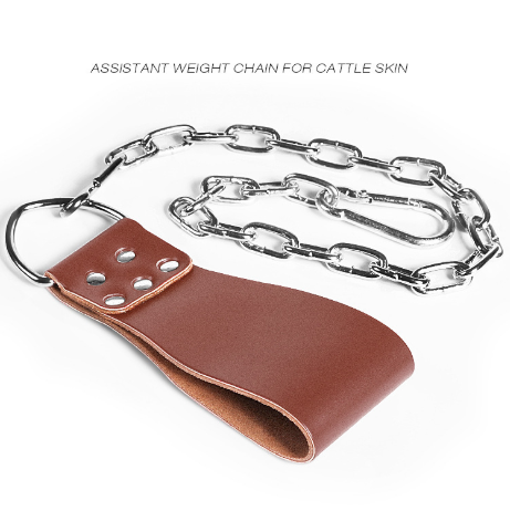Leather Weight Lifting Belt With Chain Ring Power Training