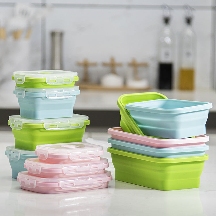 Silicone Lunch Box Foldable Microwave Oven Storage