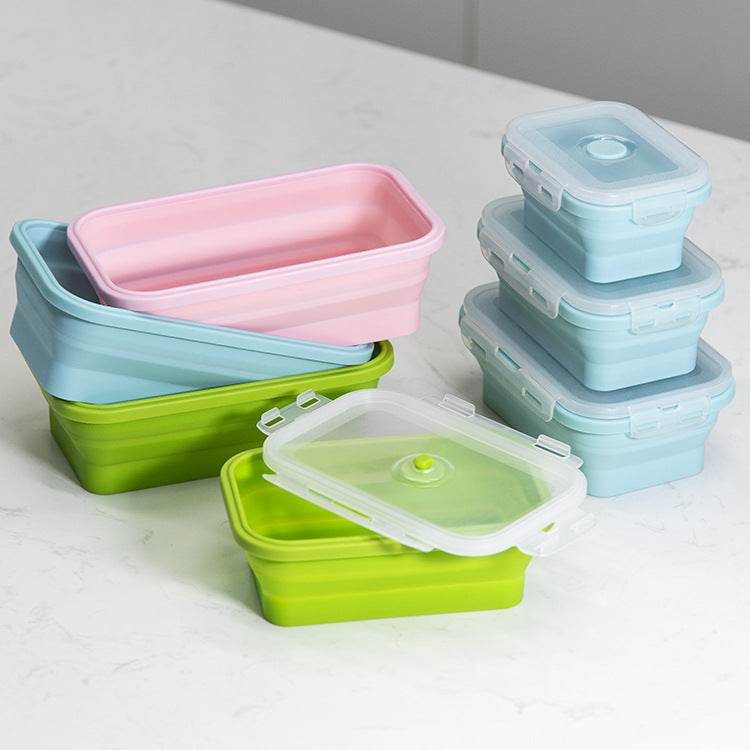 Silicone Lunch Box Foldable Microwave Oven Storage