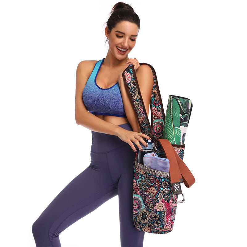 Yoga Mat Bag Shoulder Printed Canvas Backpack