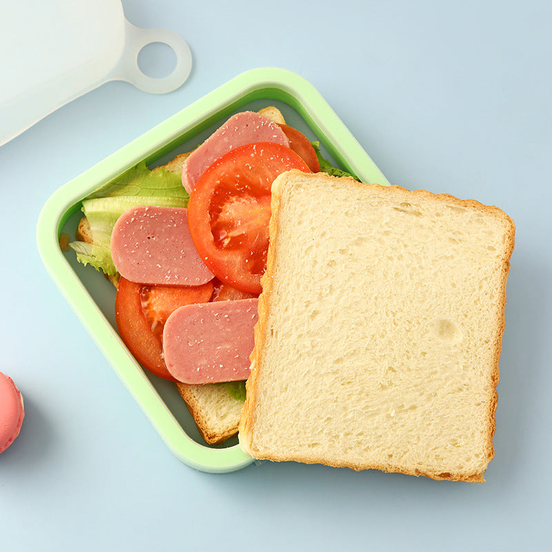 Portable Silicone Sandwich Toast Lunch Box Bento Microwave Fridge Food Storage