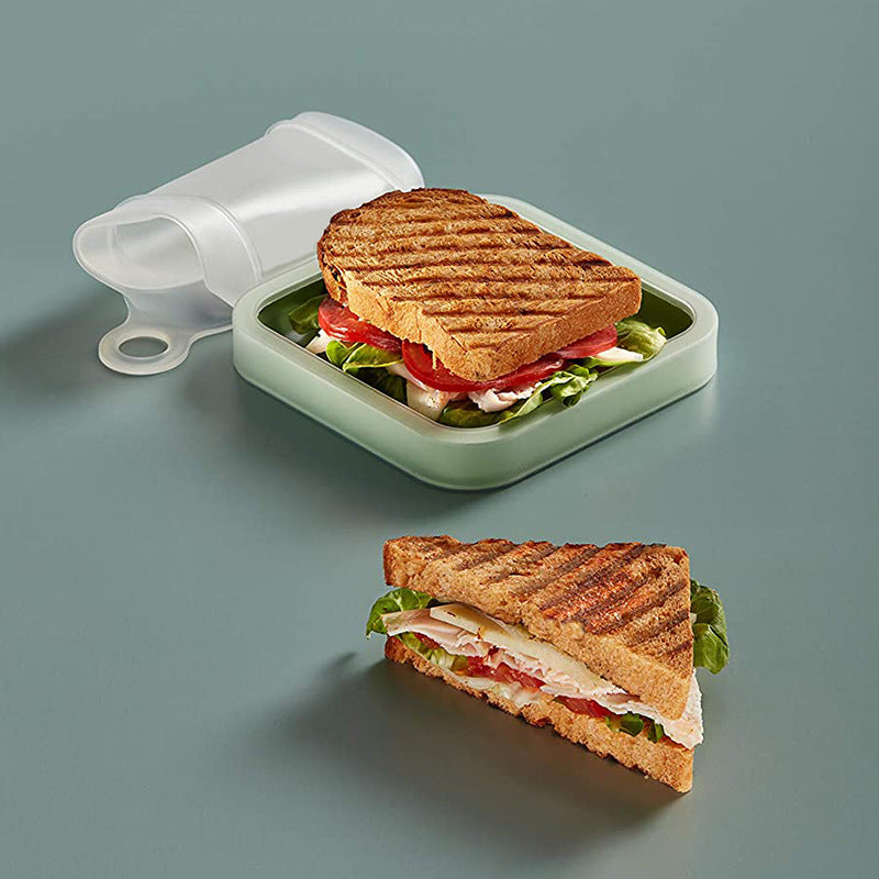 Portable Silicone Sandwich Toast Lunch Box Bento Microwave Fridge Food Storage