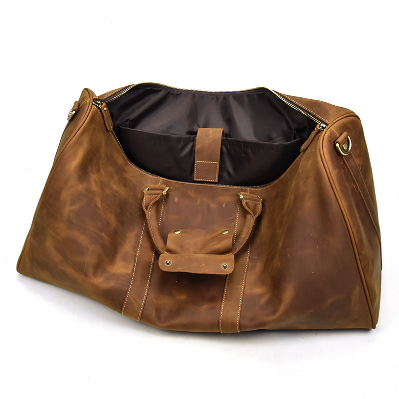 Top Layer Cowhide One-shoulder Messenger Duffel Bag