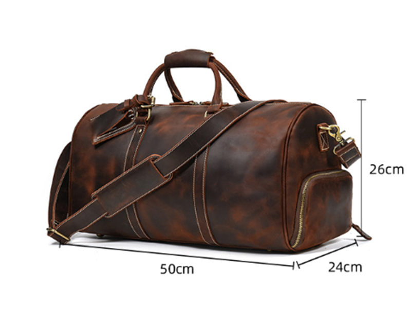 Leather Travel Bag Crazy Horse Retro Duffel