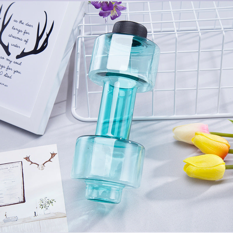 Dumbbell Water Bottle Fitness Creative Portable Plastic Sports Cup Large