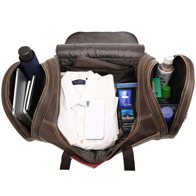 Trendy Cow European And American Retro Men's Leather Travel Bag Large-capacity