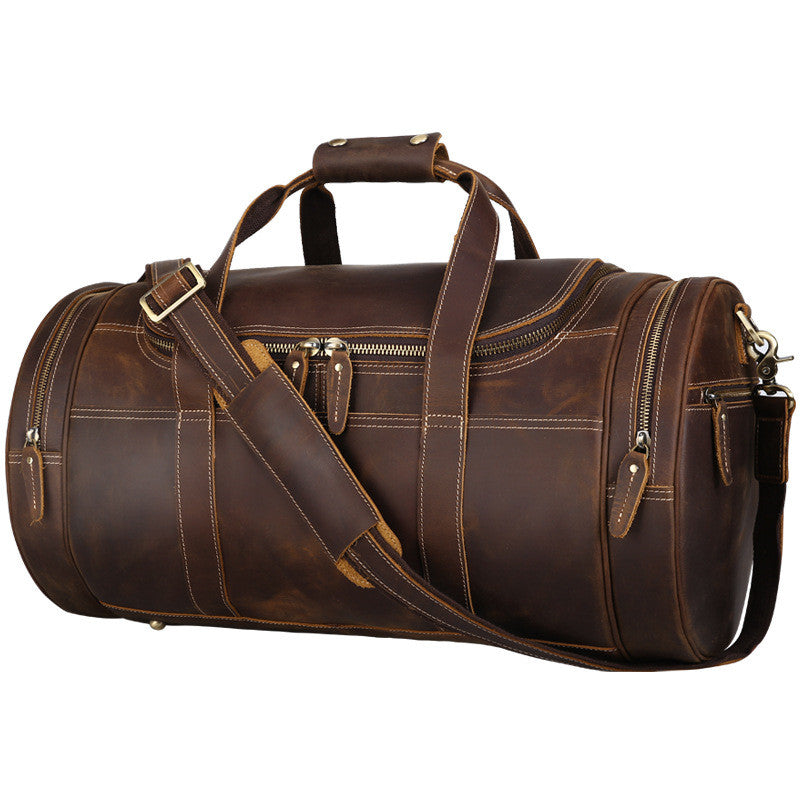 Trendy Cow European And American Retro Men's Leather Travel Bag Large-capacity