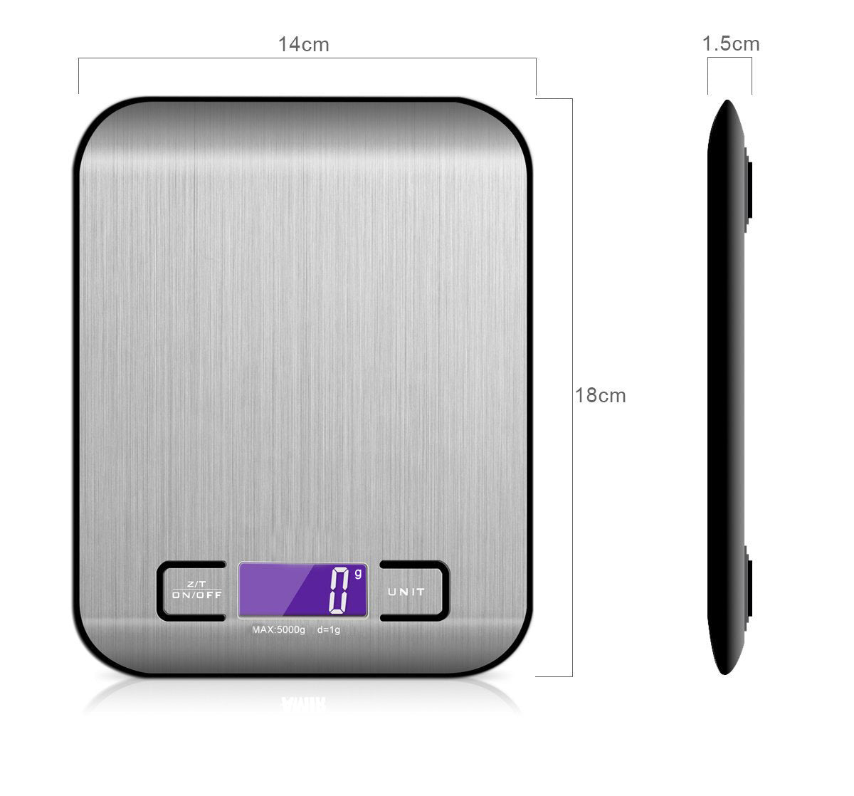 Rechargeable Flat Stainless Steel Kitchen Scale Electronic Small Platform