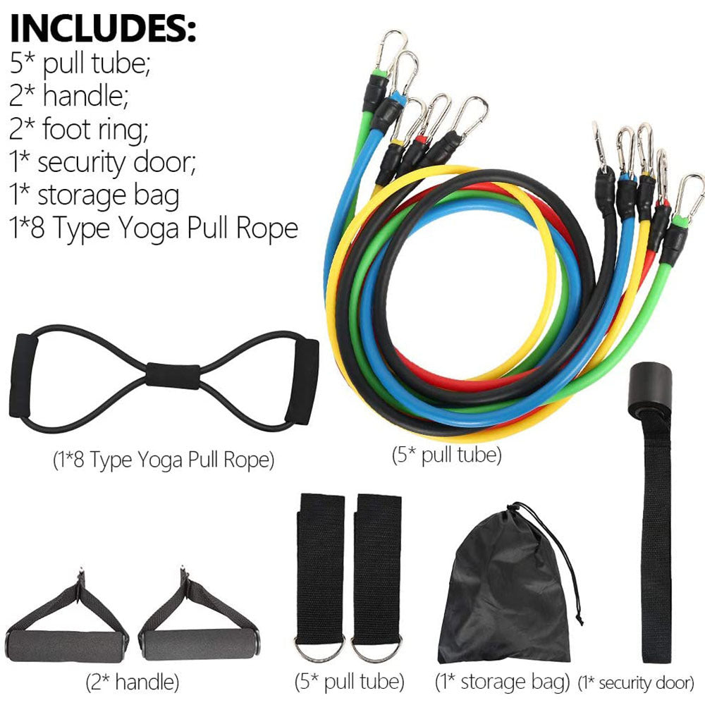Rally Rope Set 11 Piece Resistance Bands Latex Band Fitness Tube