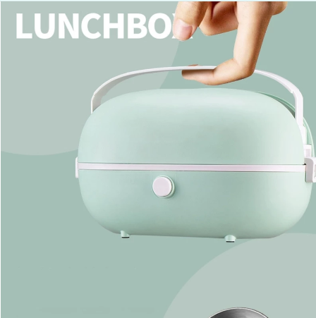 Portable Cooking Electric Lunch Box Stainless Steel Inner Tank Student White
