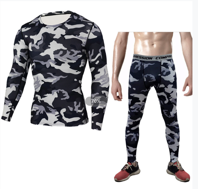Camouflage Compression Baselayer Set Sports Long Sleeve T-shirt Tights Exercise