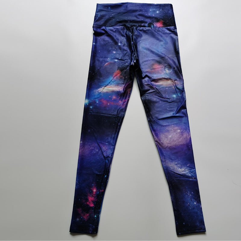 Fitness High Elastic Sports Leggings Training Abstract Ink Pattern Waist Yoga
