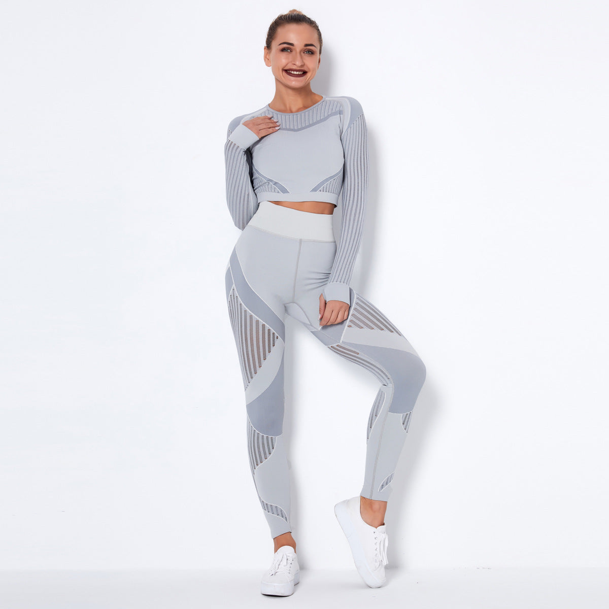 Seamless Knitted Absorbent Yoga Long-sleeved Suit Wearsuit