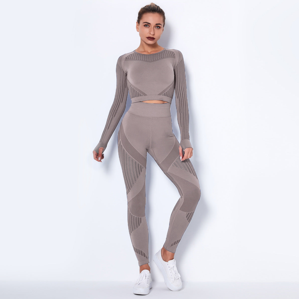 Seamless Knitted Absorbent Yoga Long-sleeved Suit Wearsuit