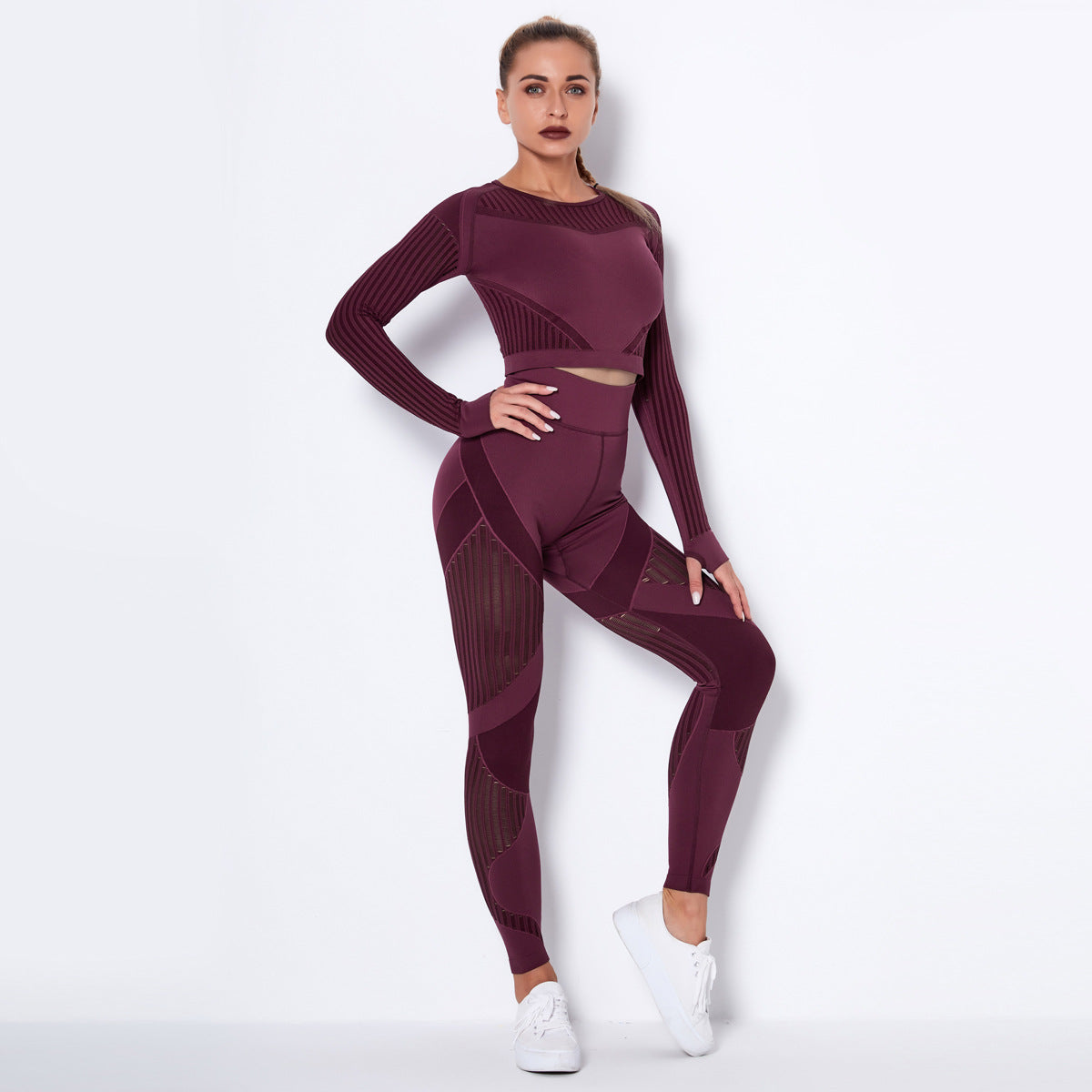 Seamless Knitted Absorbent Yoga Long-sleeved Suit Wearsuit