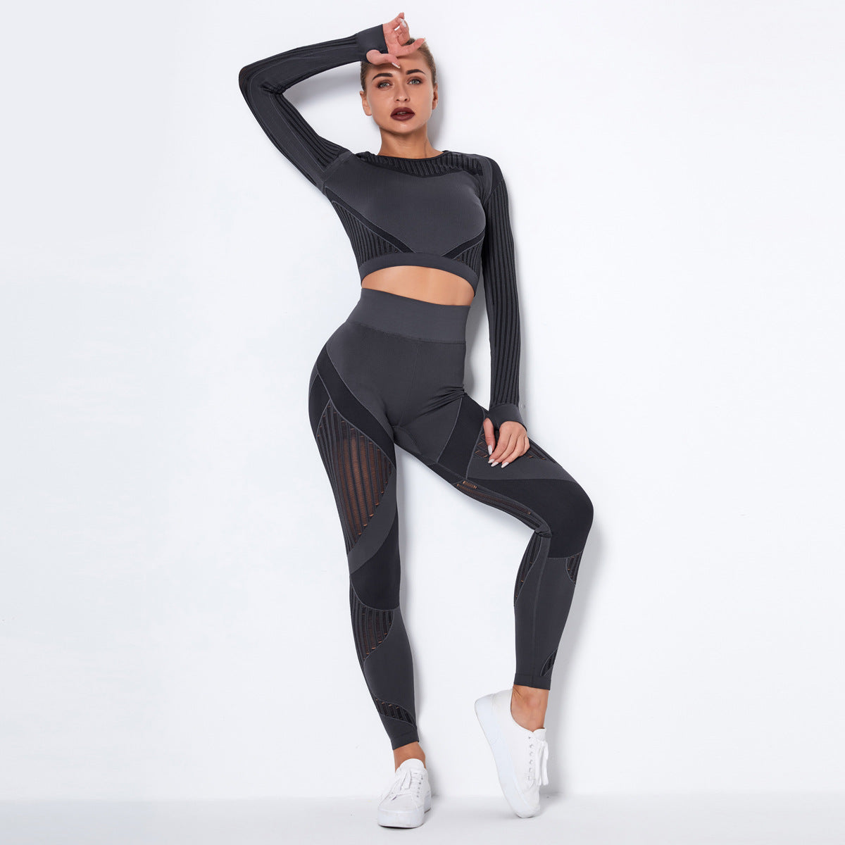 Seamless Knitted Absorbent Yoga Long-sleeved Suit Wearsuit