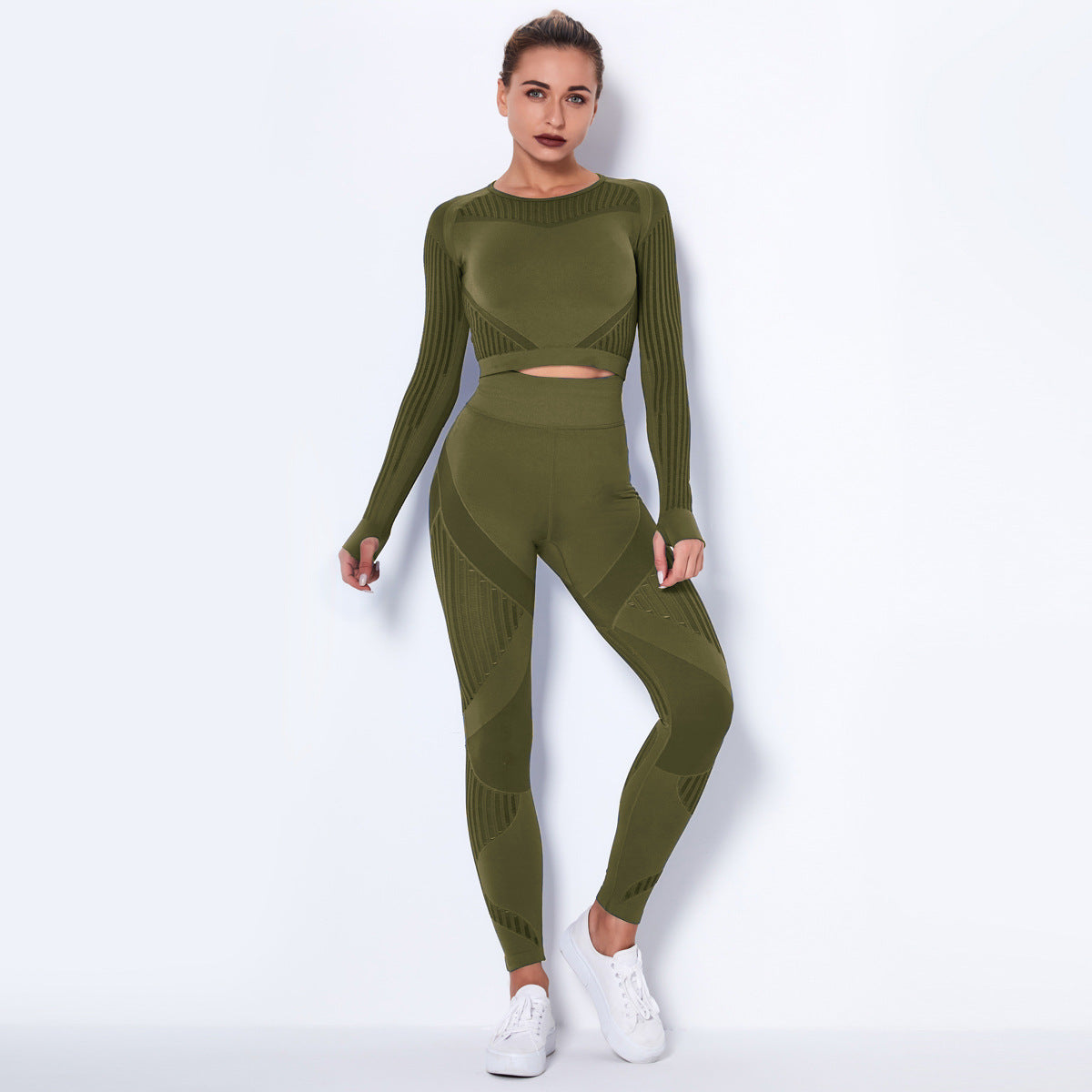 Seamless Knitted Absorbent Yoga Long-sleeved Suit Wearsuit