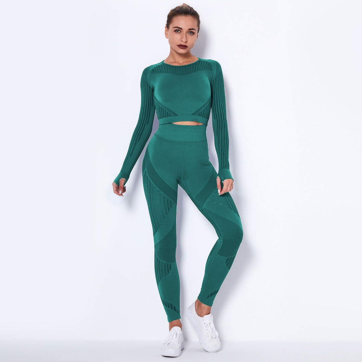 Seamless Knitted Absorbent Yoga Long-sleeved Suit Wearsuit