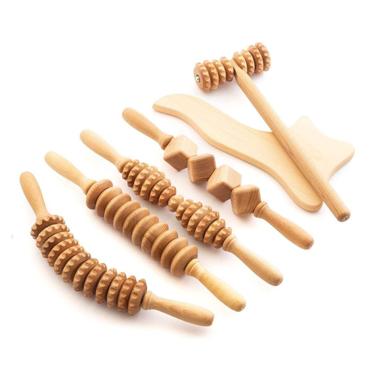 Wooden Massage Roller Suit Multifunctional Body Reduce Cellulite Natural