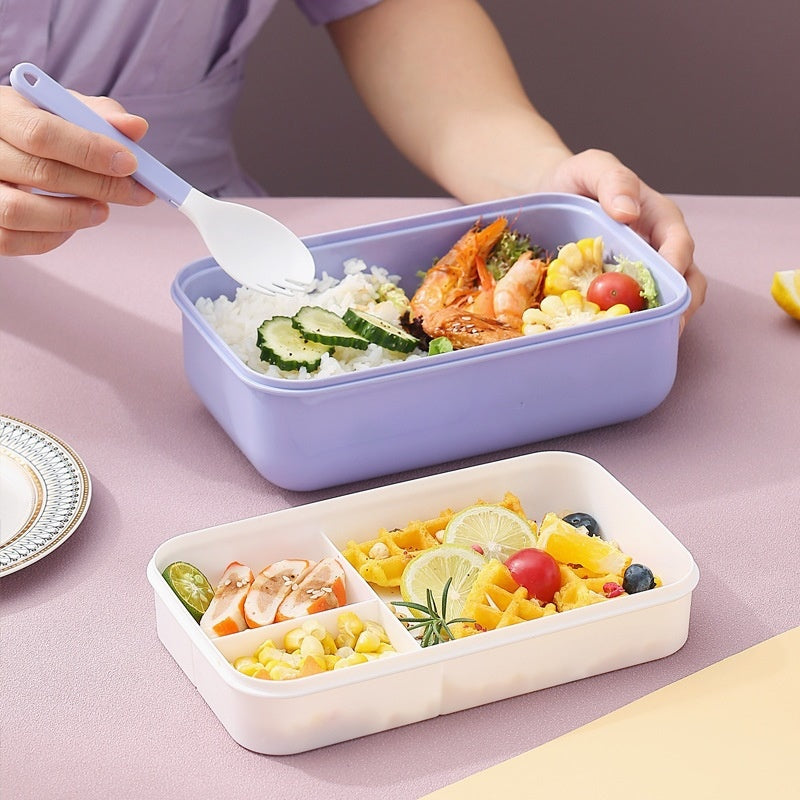 Square Compartment Lunch Box Canteen Plastic Microwaveable Heating
