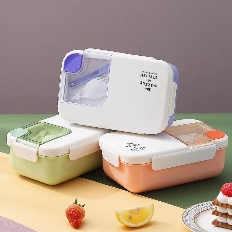 Square Compartment Lunch Box Canteen Plastic Microwaveable Heating