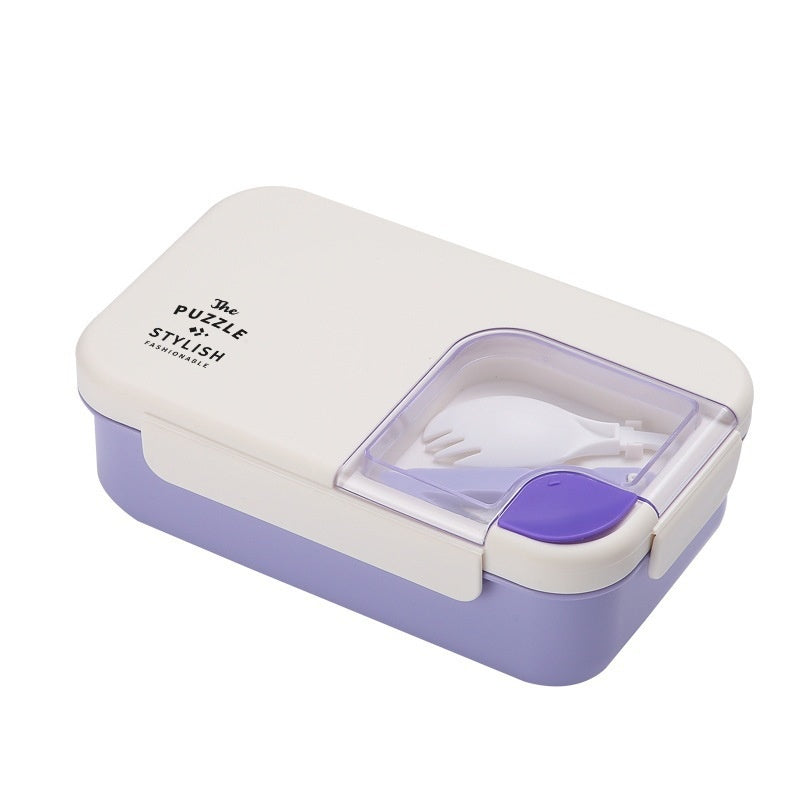 Square Compartment Lunch Box Canteen Plastic Microwaveable Heating