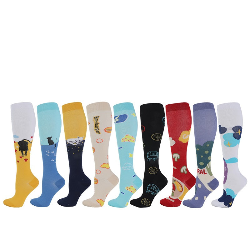 Cartoon Printed Elastic Sports Cycling Skipping Rope Support Hosiery