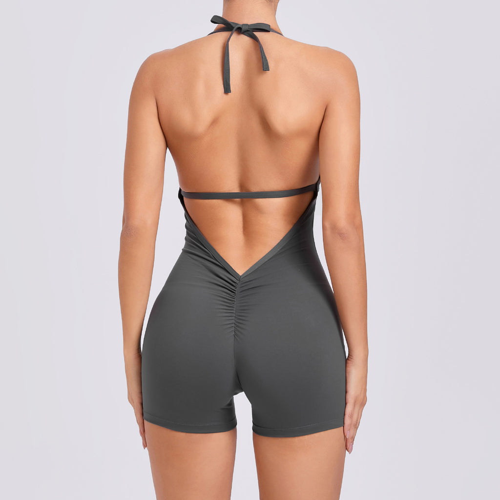 Yoga Pants Halter Neck Jumpsuit Beauty Back Shorts High Elastic One-piece