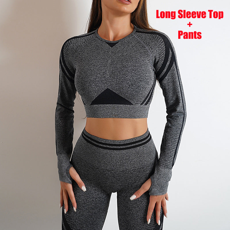 Seamless Yoga Pants Sports Gym Fitness Leggings Or Long Sleeve Tops Outfits