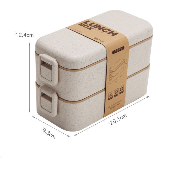 Wheat Straw Lunch Box Japanese Tableware Microwave Oven Student Multi-layer
