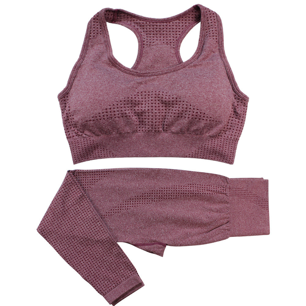 2PCS Seamless Yoga Set Women Tracksuit High Waist Leggings Workout Sportswear